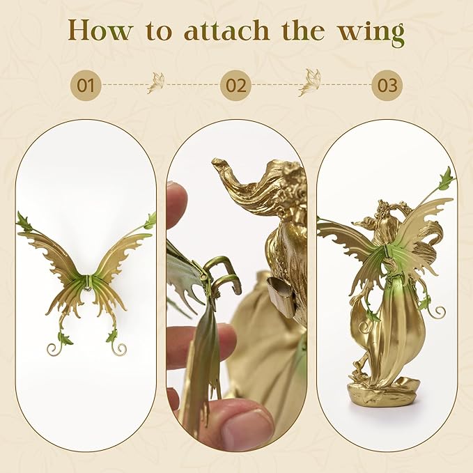 Elegant Fantasy Decor, Hand-Painted Angel Figurine Graceful Fairy Sculpture for Bookshelf, Mantel, Indoor Outdoor Decor, Thoughtful Gift for Women, Girls (Lifting Skirt)