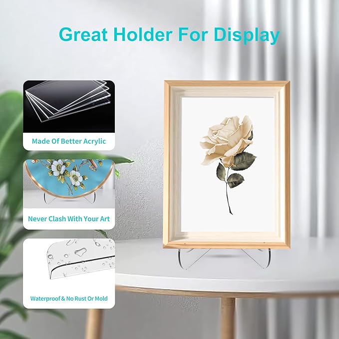 Boloyo 60-Degree Angle Acrylic Plate Display Stand , 3 Inch 5PC Clear Acrylic Display Holder Easel Base for Home Office Kitchen School Art Display