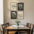 Framed Vintage Botanical Wall Art Bedroom, 4 Piece Rustic Farmhouse Floral Canvas Prints Artwork, Neutral Flower Butterfly Pictures for Modern Farmhouse Living Room Kitchen Bathroom Wall Decor, 11x14