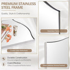ANDY STAR Rectangle Scalloped Mirror, 24"x40" Polished Chrome Bathroom Mirror in SUS304 Stainless Steel Metal Frame, Silver Vanity Mirror with Unique Arched Top Design