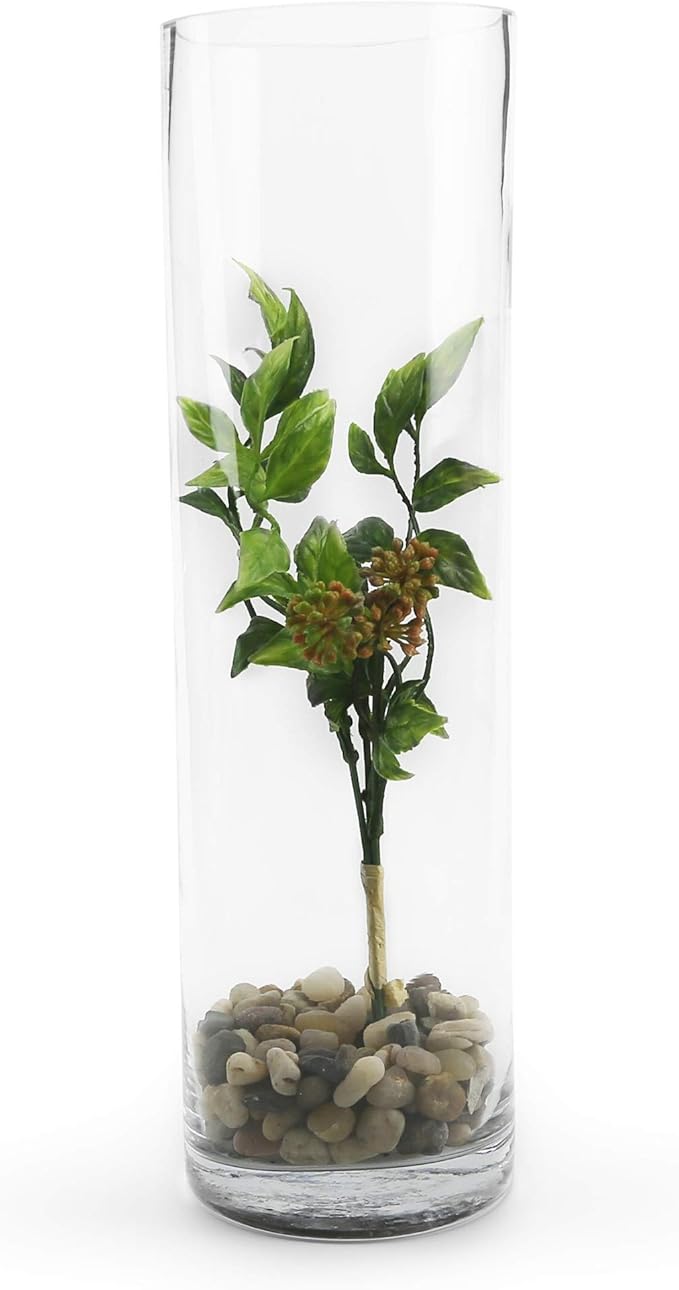 WGVI Quality Thick Weighted Tall Clear Cylinder Glass Vases, 4" W x 14" H, Flower Arrangement Floating Candle Holders Wedding Centerpieces Floral Container Home Decor, Bulk Wholesale, 12 Pcs