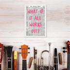 Drimiler What If It All Works Out Poster Retro Newspaper Pink Font Canvas Wall Art Positive Affirming Quote Minimalist Prints Painting For Home Bedroom Dorm Wall Decor 12x16in Unframed