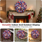 Patriotic Wreaths for Front Door, 250 Anniversary Decorations 4th of July Decorations Outdoor, Handcrafted Memorial Day Wreaths, Festival Celebration USA Flag Printed Wreath (A)