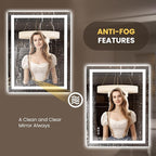 LOAAO 27.6"x35.4" LED Mirror for Bathroom, Lighted Bathroom Mirror with Lights, Anti-Fog, Dimmable, Memory Function, Clear Reflection