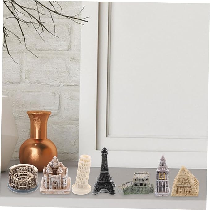 7pcs Resin Architecture Model Miniature Tower London Building Blocks for Home Decor
