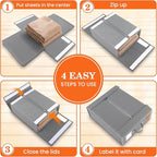 WOWBOX Sheet Organizers and Storage,Closet Bed Sheet Organizer Under Bed Storage and Organization with Label Cards & Clear Window for Bedding Sheets,Duvet Covers,Blankets (8 Pack，Gray)