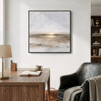 Framed Neutral Abstract Landscape Wall Art, Modern Gray Black Gold Canvas Prints Artwork for Walls, Minimalist Square Pictures for Living Room Bedroom Dining Room Hallway Office Wall Decor, 30x30 In