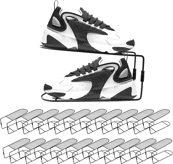 CiBiZi Shoe Slots Organizer 20Pack Metal Shoe Stackers for a Pair of Shoes Double Layer Shoe Holder Shoe Storage Closet Organizers Shoe Space Saver Organizador de Zapatos Black
