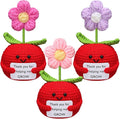 Wavwavw 3 Pack Teacher Appreciation Gift Positive Flower Handmade Crochet Doll Thank You for Helping Me Grow Gifts Back to School Gifts for Women Teacher(Apple Puff Flower)