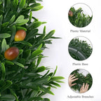 U'Artlines 17" Spring Summer Wreath for Door Green Boxwood Wreath Greenery Hanging Garland for Home Wedding Wall Window Decoration Green＆Brown