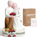 60th Wedding Anniversary Couple Figurine Gift for Parents, Happy 60th Anniversary Decoration, Diamond Wedding Keepsake Statue for Husband Wife, 60 Years Marriage Gift for Couple