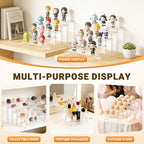 FUNFERY Acrylic Display Risers, 2 Set(7.8" L~8.2" L~8.6" L~9”L~9.3”L) Display Shelf for Figure, Collectibles, Cupcake, 5-Tier Clear Acrylic Stands for Dessert, Jewelry, Candy Showcase