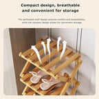 The 4-Tier No-Assembly Bamboo Rack, Bamboo Shoe Rack, Foldable Shoe Rack, Space Saving Collapsible Shelves for Entryway, Closet, Bathroom, Bamboo Shoe Rack, Foldable Shoe Rack (Brown, 4Tier)