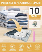 Vacuum Storage Bags for moving, Vacuum Seal Bags for Memory Foam, Latex, Clothing & Bedding, Space Saver Bags (10 Small)