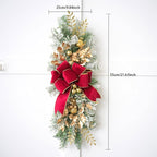 SM SunniMix Christmas Swag Teardrop Swag Artificial Wreath Door Swag Decorative Bow Ornament Lightweight PP Material Suitable for Gift Giving Home Decoration, Gold Red