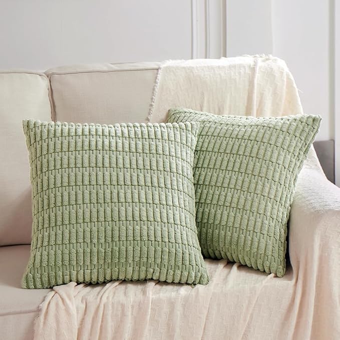 Fancy Homi 4 Packs Decorative Throw Pillow Covers for Living Room Couch Bed, Modern Farmhouse Boho Home Décor Accent Cushion Case, 16" x 16", Sage Green