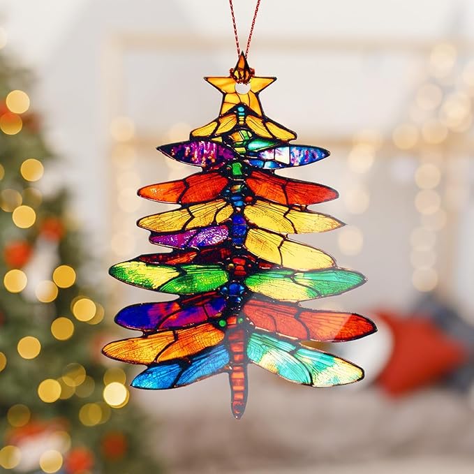 Dragonfly Gifts for Women Friends, Mom Gifts, Dragonfly Ornament for Christmas Tree Decoration, Symbol of Love, Hope & Transformation, Dragonflies Suncatcher Decor, Birthday Gift for Mom