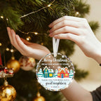 Neighbor Stained Glass Christmas Ornaments 2025,2.8 * 2.8 * 0.2inch Neighbor Gifts for Christmas Tree,Hanging Ornaments
