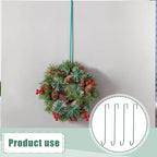 Hotop 15 Inch 4 Pcs Wreath Hangers for Front Door Steel Metal Wreath Doors Hanger Over The Door Hanger Hook Indoor or Outdoor for Christmas Halloween Front Decorations Welcome Sign(Green)