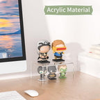 Acrylic Shelf Riser 6x4.7x3 pack of 2, Desktop Rectangular Acrylic Tray Pedestal Stand for Home Décor, Figures, Manga or Other Collectibles, 6x4.7x3 Inch