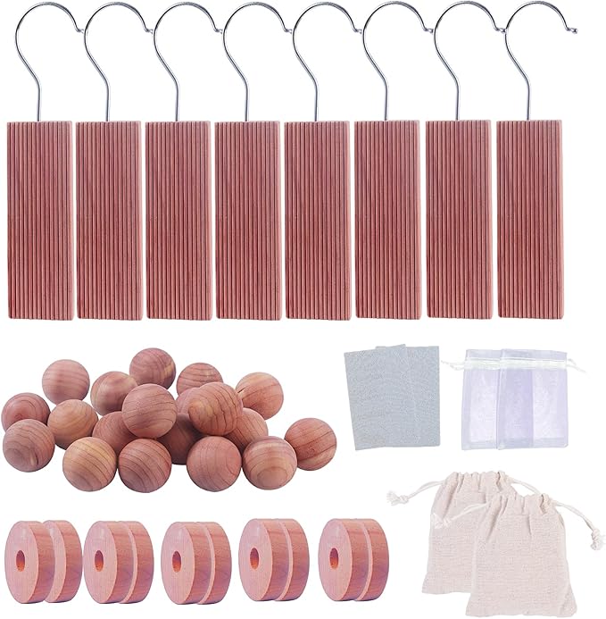 Cedar Blocks for Clothes Storage, Cedar Chips and Balls for Closets and Drawers, Scented Sachets, 40 Pack for Healthy Living.