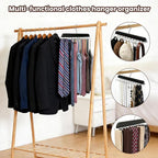 Tie Rack Hanger with 20 Foldable Metal Hooks, Space Saving Necktie Organizer for Men, Large Capacity, Wooden, Black