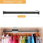 Closet Rods for Hanging Clothes, 1.3 Inch Diameter Heavy Duty Closet Rod 17-28 Inch Adjustable, Metal Closet Poles for Hanging Clothes, Matte Black Bar for Closet, Wardrobes, Bathroom, Windows