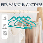 HOUSE DAY Mint Green Velvet Hangers 60 Pack, Non Slip Clothes Felt Hanger Heavy Duty for Coat, Premium Slim Space Saving Suit Hangers for Closet Organizer, 360° Rotating Silver Hook