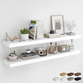 RICHFOCUS 55Inch Floating Shelves for Wall 2 Pack Shelves for Bedroom|Kitchen|Bathroom Wall Mounted Rustic Wood Floating Shelf with Invisible Brackets for Books|Storage|Decor, White