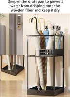 Indoor Large-Capacity Standing Umbrella Stand Commercial Metal Umbrella Holder for Entryway Corridor Entrance Umbrellas Barrel with Removable Drip Tray(White)