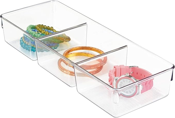 InterDesign Linus Dresser and Vanity Drawer Organizer, 13-inch by 5-inch by 2.25-inch, Clear