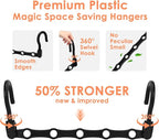 Closet Organizers and Storage, Magic Space Saving Hangers for 60 Heavy Clothes, College Dorm Room Essentials, Sturdy 360° Swivel Hooks Cascading Hanger, Bedroom Home Organization Essentials, 12 Pack