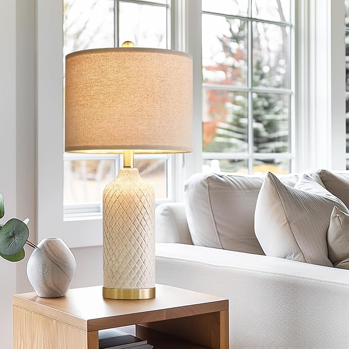 G-SAFAVA 24.25" Table Lamps Set of 2 Modern Ceramic Lamps for Living Room Bedside Lamp Gold for Night Stands Boho Bedroom Lamp Farmhouse Side End Table Lamps