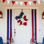 18 Inch Patriotic Red White Blue Large Star Shape Flower Wreath for Front Door, Forth of July American Flag Color Soft Touch Floral Wreath for Indoor and Outdoor, Independence Day Home Decor