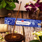 HEM Premium Blue Champa Masala Incense Sticks | Pure Herbs, Wood Powder | Aromatherapy Incense for Stress Relief, Air Purifier & Cleansing | Gift Set - Pack of 12 (15 GMS Each)