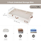 StorageWorks Large Under Bed Storage Containers with Handles and Label Holder, 2 Pack Ultra-thick Fabric Underbed Bins, Closet Organizer for Clothes, Blankets, Sweater