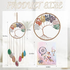 7 Chakra Crystal Tree of Life - Dreamsum Moon Dream Catchers with Chakra Agate Stone, Crystal Tree Life Wind Chimes Wall Hangings Decor for Bedroom Wedding Party Festival Blessing Gift