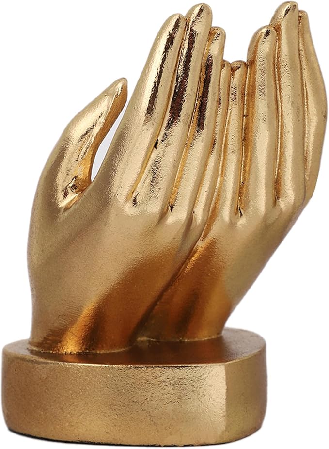 Golden Hands Sculpture Elegant Resin Home Decor Hands Statues Versatile Love Ornament,Perfect for Bedroom, Office Desktop, Cabinets,Wedding (Holding Hands)