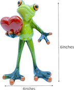 VVGIFTS Frog Figurines Decor Funny Cute Craft Resin Frog Sculpture Statue for Home Office Desk Tabletop Bathroom Decoration, Ornament Gift (Frog Holding Heart)