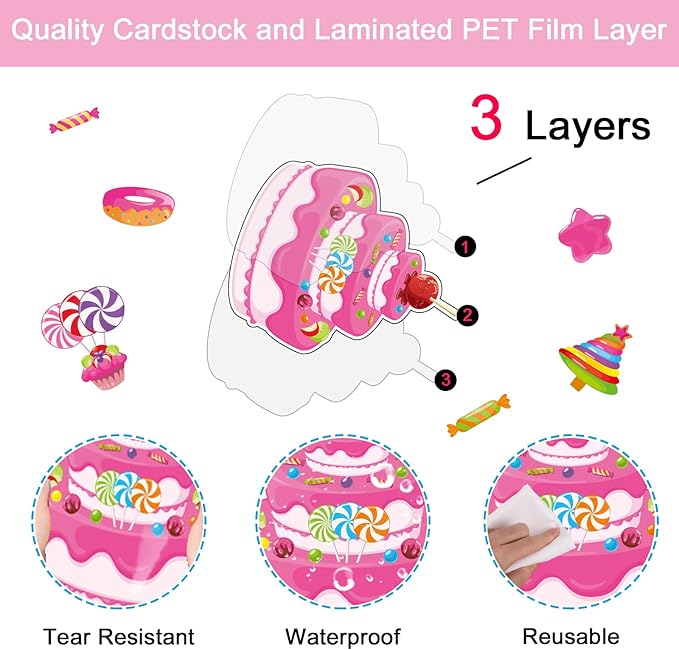 Candy World Cutouts Candy Classroom Bulletin Board Decorations Candy World Ice Cream Donut Round Lollipop Cut Outs Kids Sweet Birthday Themed Party Supplies for Students Classroom Decorations
