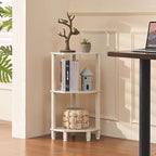 YUFAM 3-Tier Corner Shelf with Sturdy 5-Leg Base, Wooden Corner Bookshelf for Small Spaces, Small Corner Table for Living Room, Bedroom, Office, Grey White