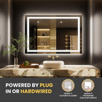 LOAAO 50"x36" LED Bathroom Mirror with Lights, Anti-Fog, Dimmable, Backlit + Front Lit, Lighted Bathroom Vanity Mirror for Wall, Memory Function