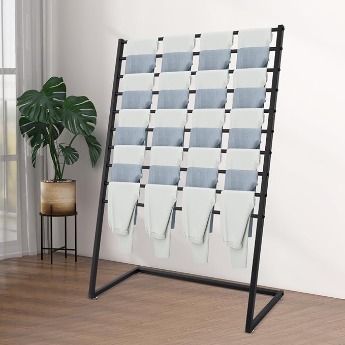 10 Tier Metal Scarf Organizer Holder, Freestanding Scarf Rack, Scarf Holder Organizer for Commercial Clothing Retail Store Towel Rack Ties Belt Pants Hanging (Black, 39.37 * 15.75 * 57.09in)
