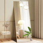 DUMOS 58"x19" Full Length Mirror, Full Body Mirror with Aluminum Alloy Thin Frame, Standing Mirrors with Leaning or Hanging, Suitable for Bedroom, Livingroom, Cloakroom, Gold