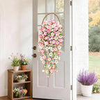 Waipfaru Artificial Petunias Flowers for Outdoors, 2 Pcs UV Resistant Fake Hanging Plants Spring Outside Decor, Faux Silk Flowers Long Trailing Vines for Outdoor Planters Porch Garden (Pink White)