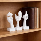 3 Pcs Thinker Small Statue Set - White Art Abstract Home Accent Figurines for Decor Woman Apartment Bookshelf Floating Shelf Coffee Table Office Desk Bathroom Counter Decor (3 Pcs White, 6")