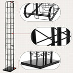 Tandefio 78" Black Floor Standing Hat Rack Tower 12 Tier Hat Display Rack Cap Organizer Metal Hats Stand Hats Wigs Holder for Cap Retail Display Storage Vertically
