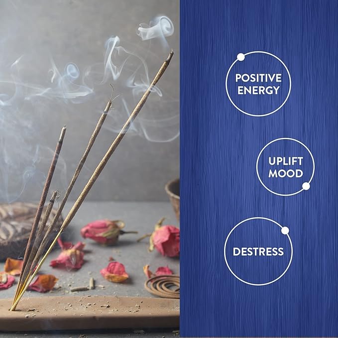 HEM Premium Blue Champa Masala Incense Sticks | Pure Herbs, Wood Powder | Aromatherapy Incense for Stress Relief, Air Purifier & Cleansing | Gift Set - Pack of 12 (15 GMS Each)