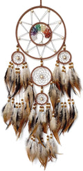 Brown Large Dream Catcher Wall Decor Crystal Tree of Life Dream Catchers Handmade Feather Dreamcatcher Wall Hanging Ornament for Bedroom Living Room Home Decor