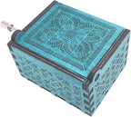 Youtang Jack Sparrow Music Box Hand Crank Musical Box Carved Wooden,Play Davy Jone's Theme,Blue